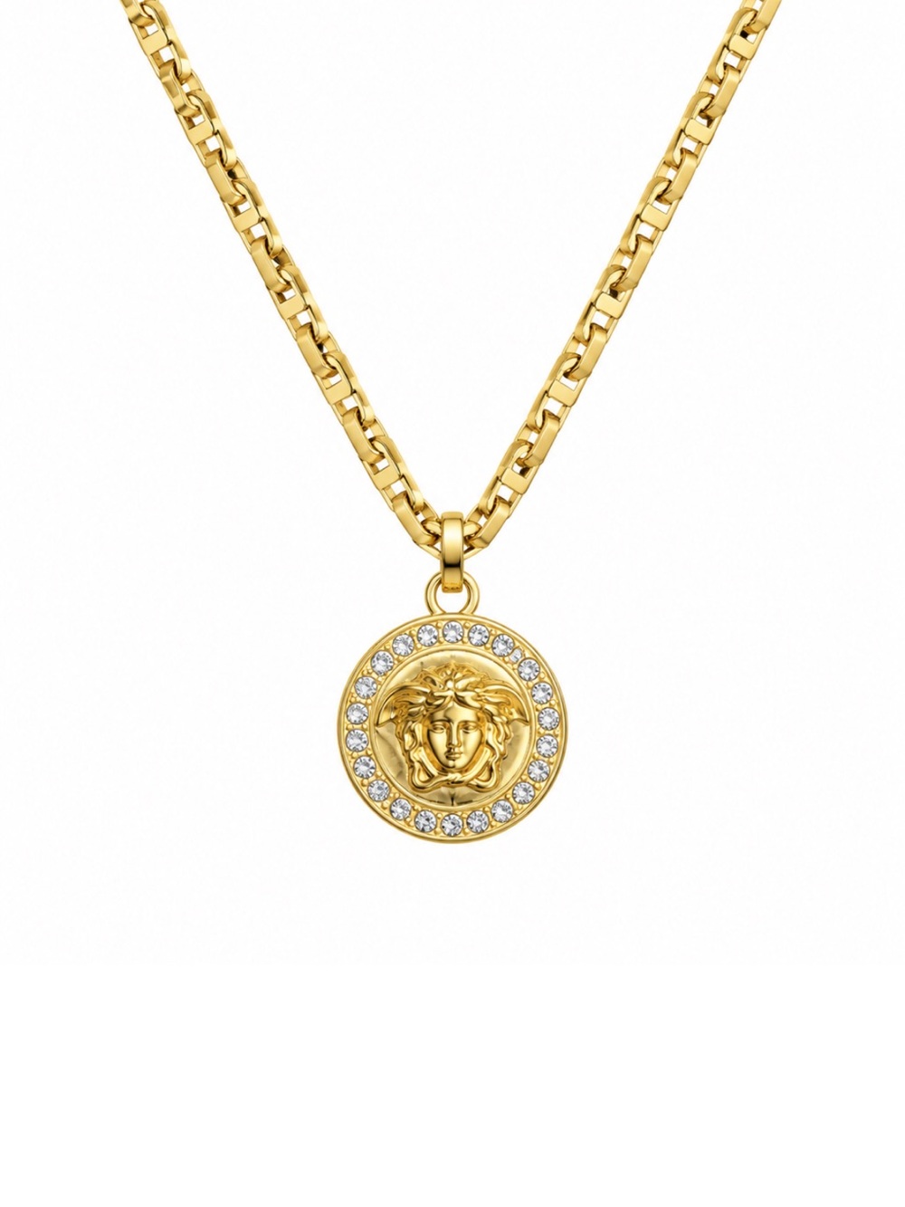 Versace vintage medallion Medusa necklace on gold plated chain